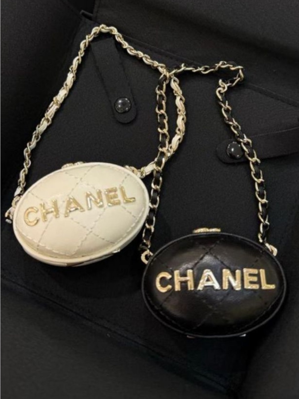 (COMING SOON) Chanel Quilted Oval Mini Crossbody Bag - Black or White